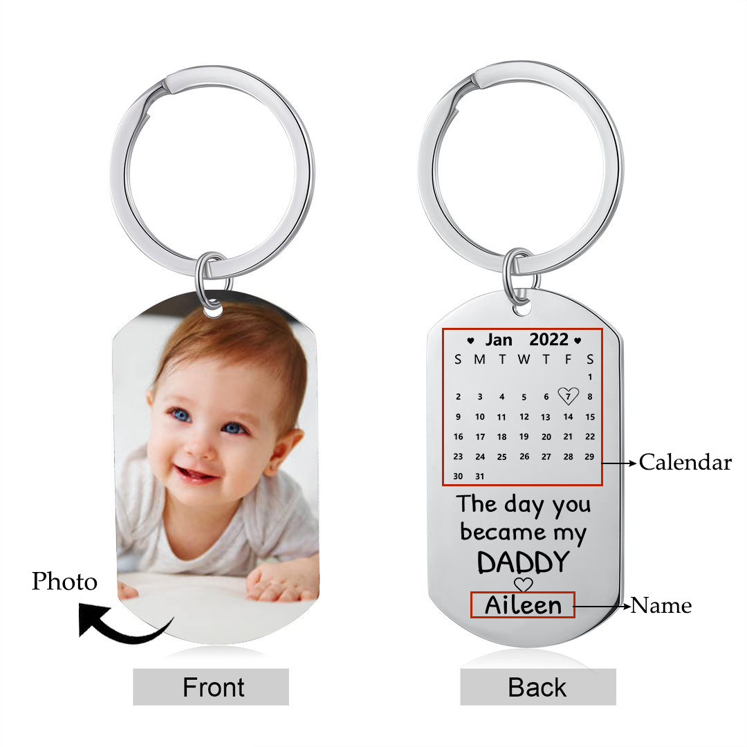 Personalised Calendar Keychain Custom Photo & Name Keychain Gifts For Daddy/Mommy/Mummy-Jessemade AU