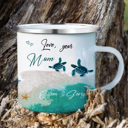 To My Daughter Sea Turtle Enamel Mug Customised 2 Names Cup Mum to Daughter Personalised Gift - Just Always Remember That I Love You-Jessemade AU