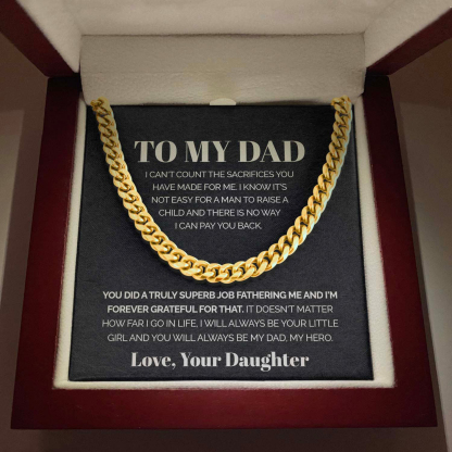 To My Dad From Daughter Cuban Chain Necklace Stainless Steel Necklace Set Father's Day Gifts-Jessemade AU
