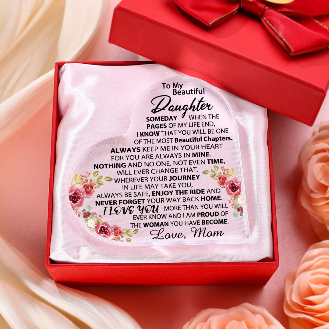 To My Beautiful Daughter Acrylic Heart Keepsake Heart Ornament - Never Forget Your Way Back Home-Jessemade AU