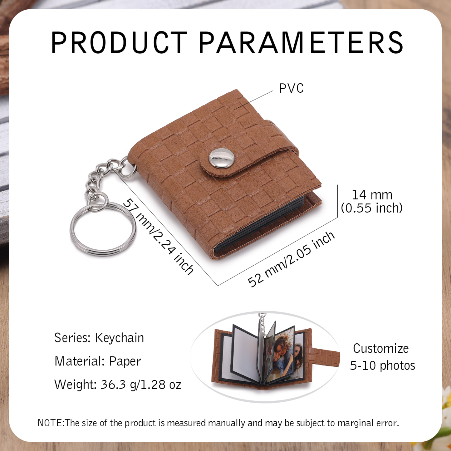 Personalised Photo Album Keychain Custom 5 Photos Leather Keychain Romantic Gifts-Jessemade AU