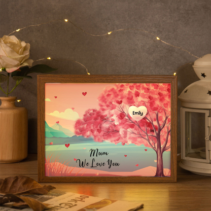 Personalised Frame Night Light Custom 1 Text & 1 Name Pink Family Tree Ornament Gifts for Mother/Grandma-Jessemade AU