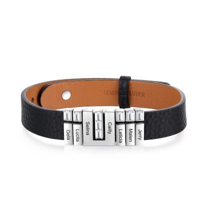 Mother's Day Gifts Personalised Leather Bracelet With 7 Names Gifts For Women-Jessemade AU
