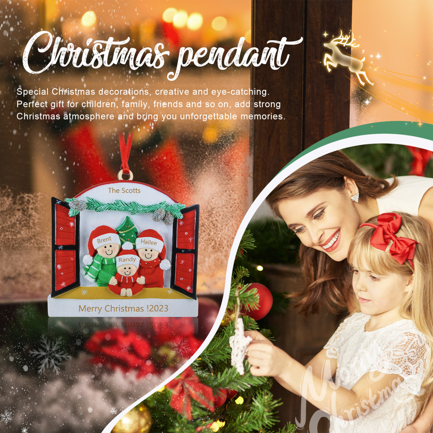 3 Names - Personalised Wooden Christmas Ornaments Customised Text & Date Xmas Decor Gifts for Family Friends-Jessemade AU