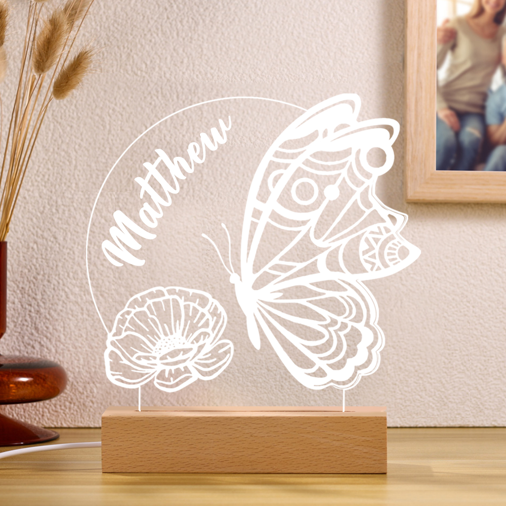 Butterfly Name Night Light Engrave Names LED Lamp Gifts For Kids-Jessemade AU