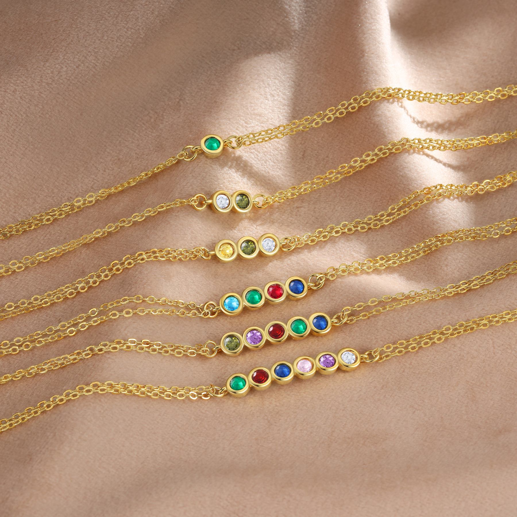 Personalised Bracelet Custom 6 Birthstones Adjustable Bracelet Gifts for Ladies Girls-Jessemade AU