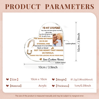 To My Stepdad Personalised Acrylic Heart Keepsake Custom Photo Sign Plaque - THE BOND BETWEEN US IS AN ETERNAL ONE-Jessemade AU