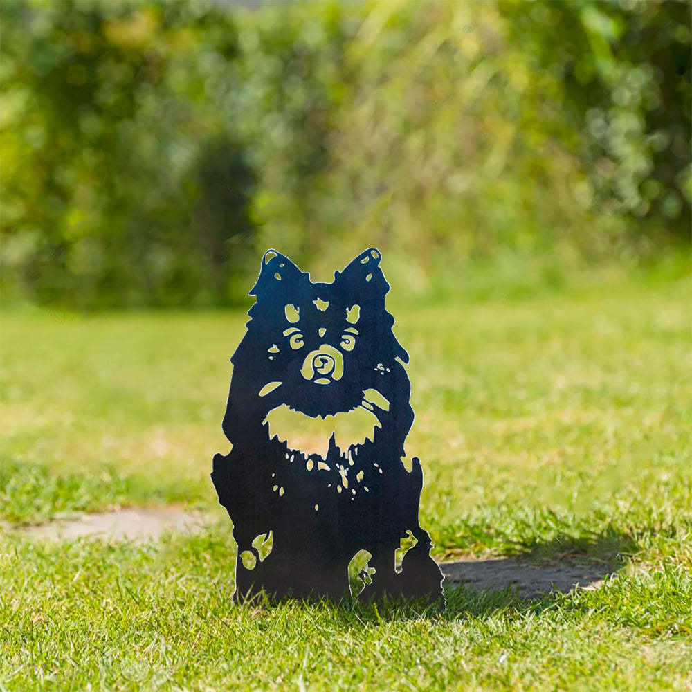 Pomeranian Metal Dog Silhouette Garden Yard Decoration-Jessemade AU