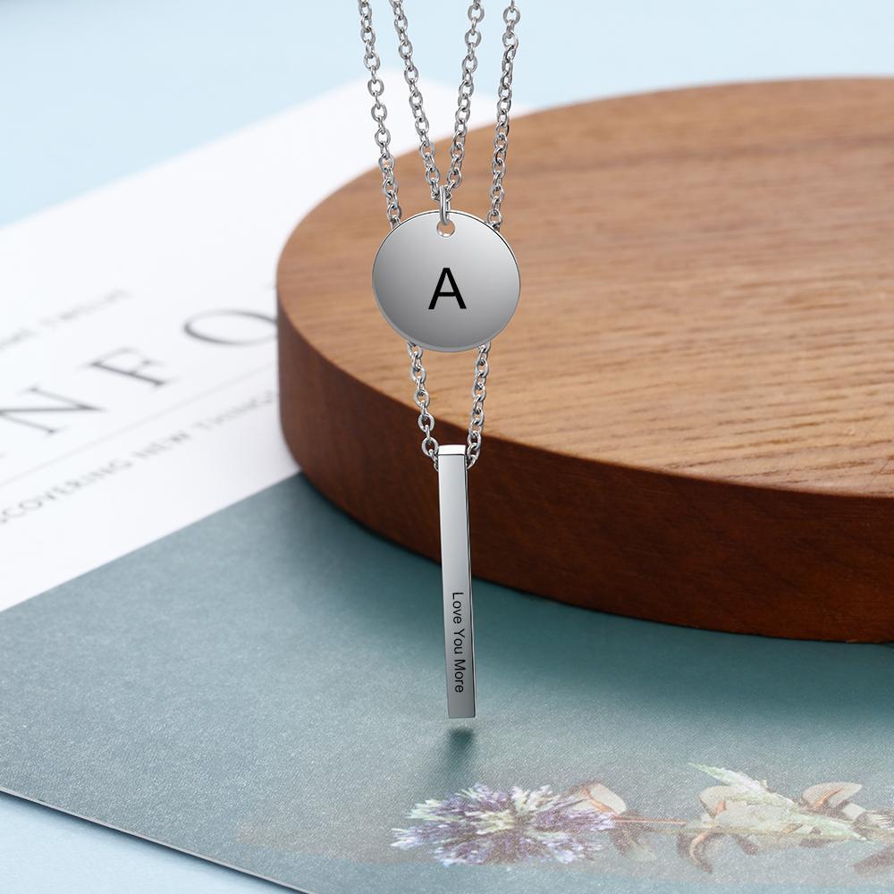 Personalised A-Z Letter Initial Vertical Bar Necklace-Jessemade AU