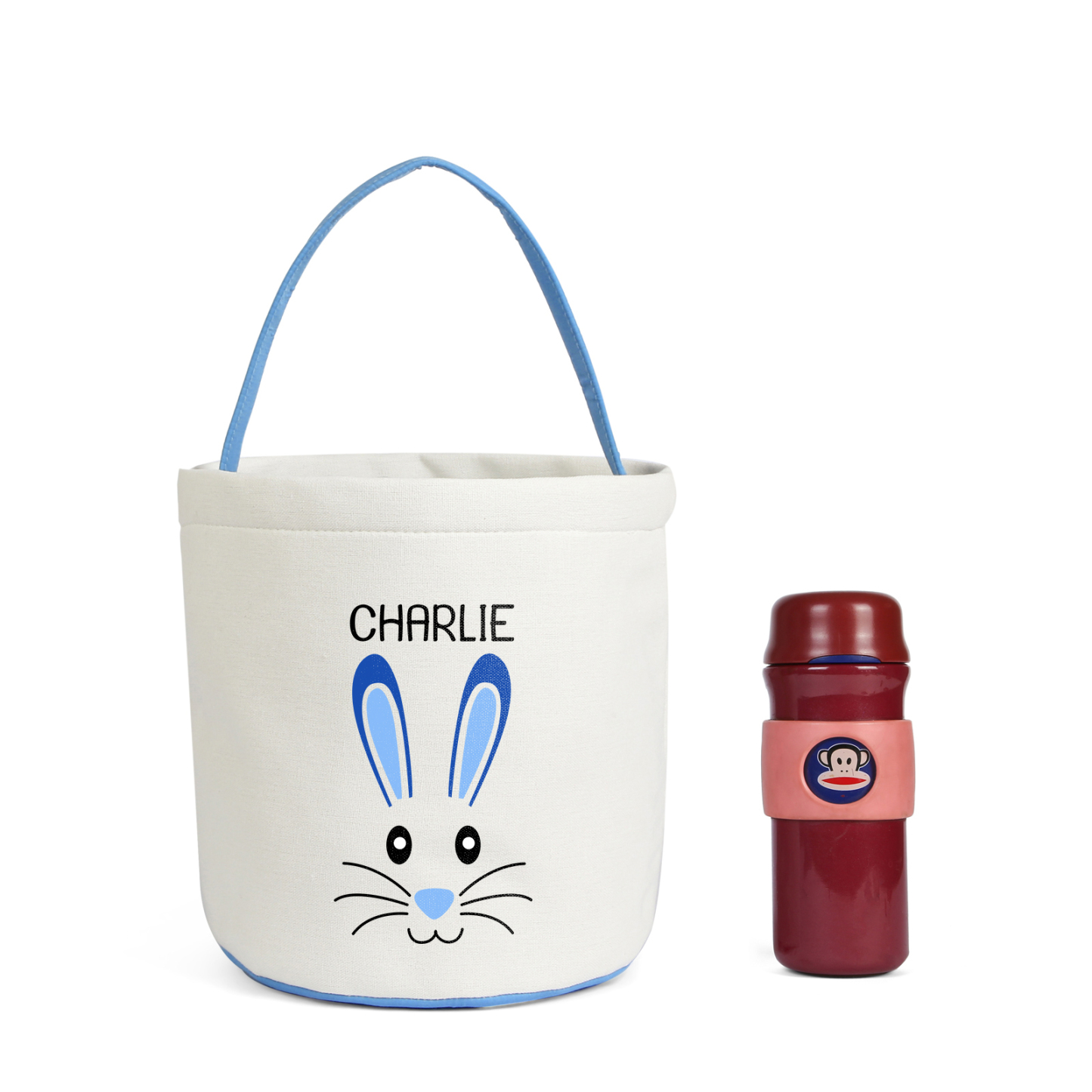 Easter Bunny Tote Bag Personalised Name Bucket Bag White Basket Gifts For Kids-Jessemade AU