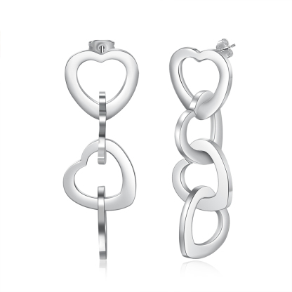 Personalised 4 Hearts Pendant Name Earrings for Her-Jessemade AU