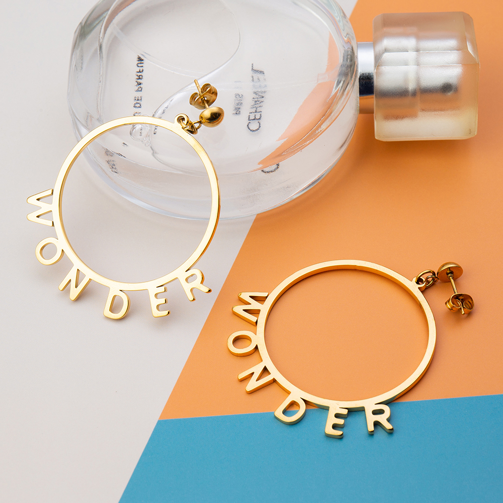 Personalised Circle Name Earrings Gifts for Her-Jessemade AU