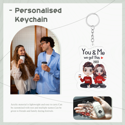 Personalised Acrylic Couple Keychain Customised Name & Text & Date Keychain Valentine's Day Gift for Couples-Jessemade AU