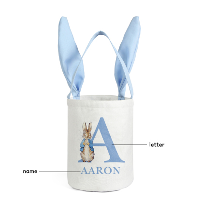 Easter Bunny Tote Bag Personalised Name & Letter Bucket Bag Bunny Basket Gifts For Kids-Jessemade AU