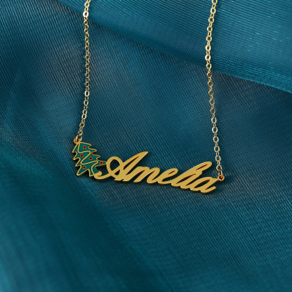 Personalised Christmas Tree Name Necklace in Gold Gifts for Her-Jessemade AU
