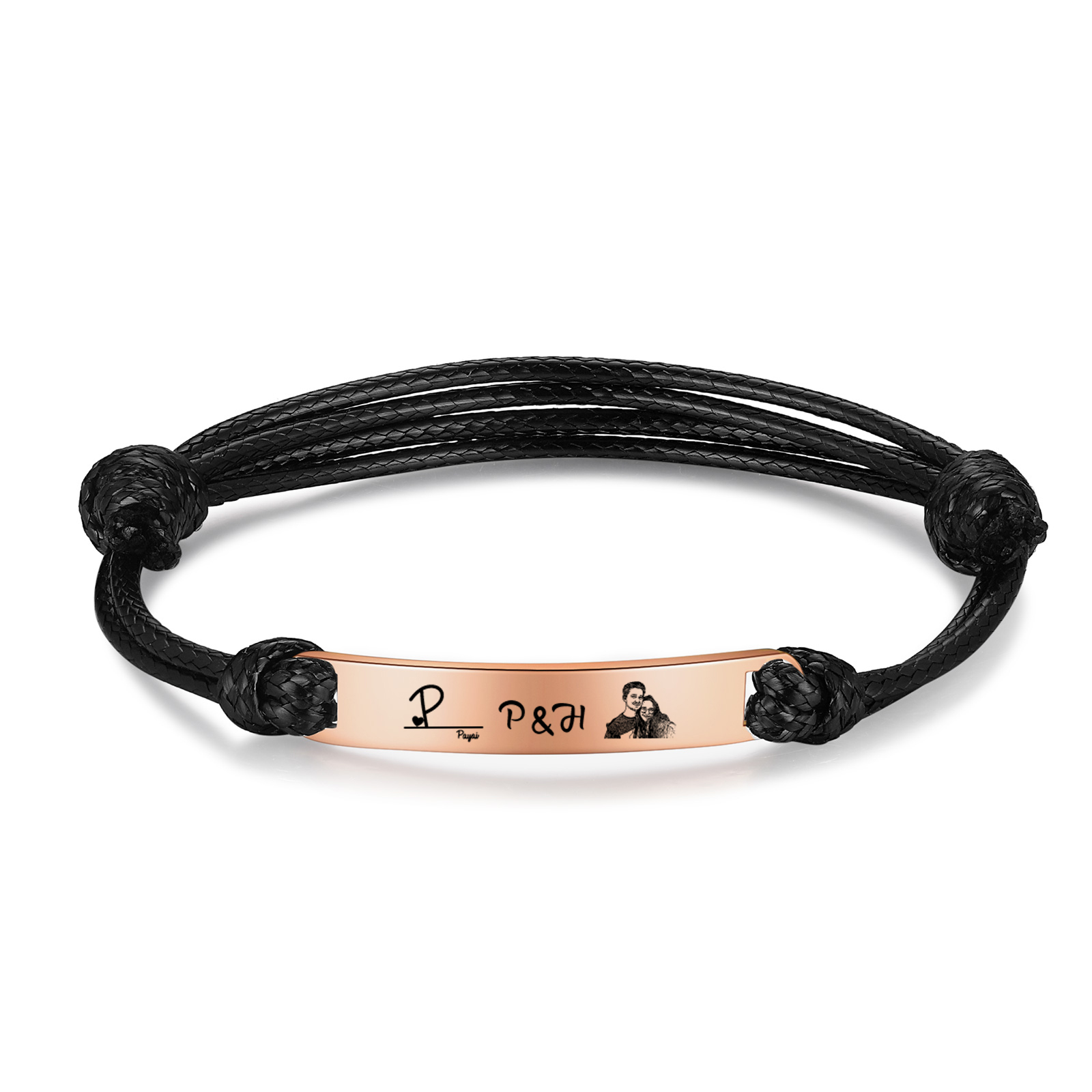 Personalised Couple Photo Bracelet Custom 3 Letters & Name Adjustable Bracelet Gifts for Loved One-Jessemade AU