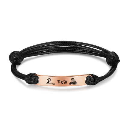 Personalised Couple Photo Bracelet Custom 3 Letters & Name Adjustable Bracelet Gifts for Loved One-Jessemade AU