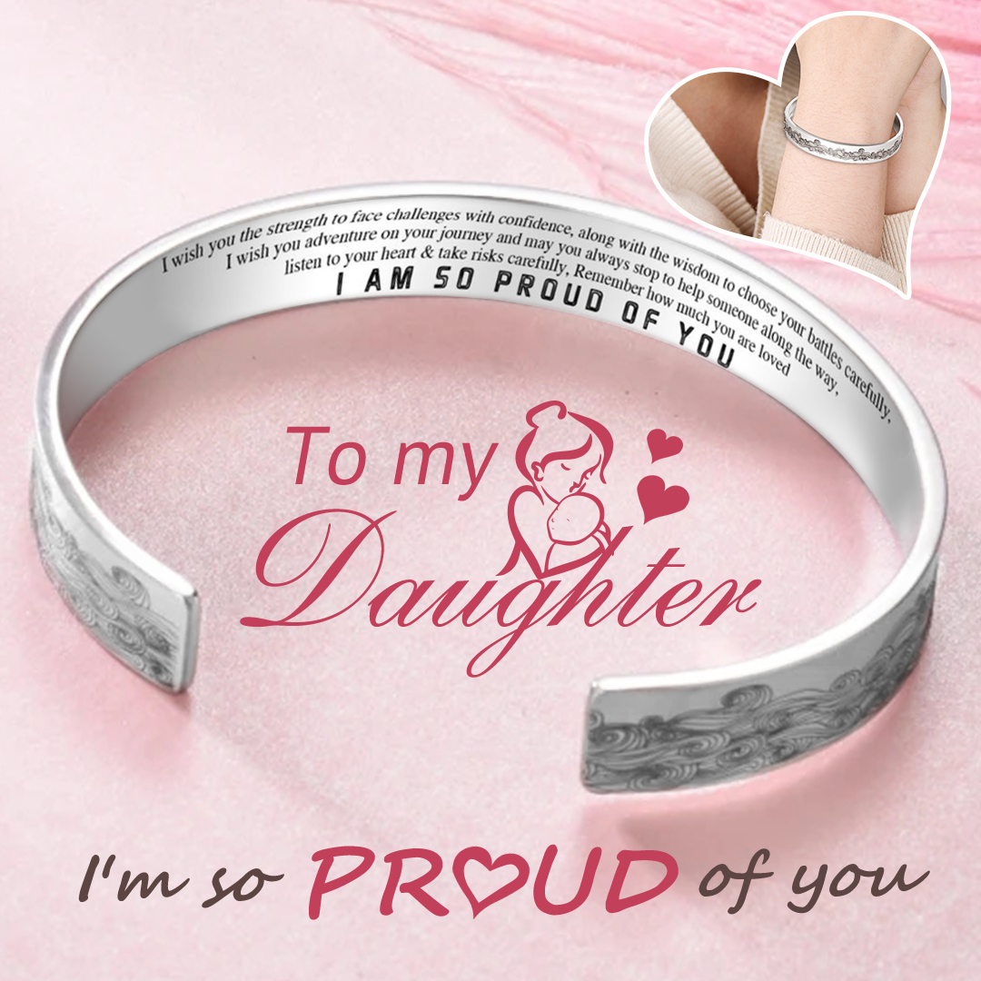 For Daughter- Wave Cuff Bangle Bracelet "I Am So Proud Of You"-Jessemade AU