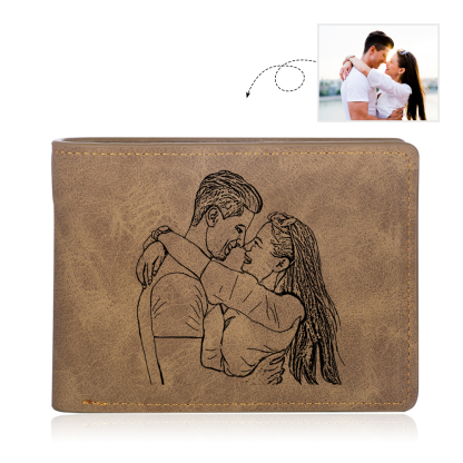 Personalised Leather Wallet Engraved Photo Short Purse Gifts For Men-Jessemade AU
