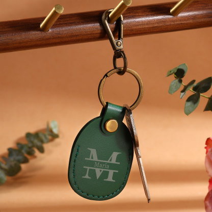 Personalised Name & Letter Keychain AirTag Protective Case Leather Keychain Gift for Him/Her-Jessemade AU