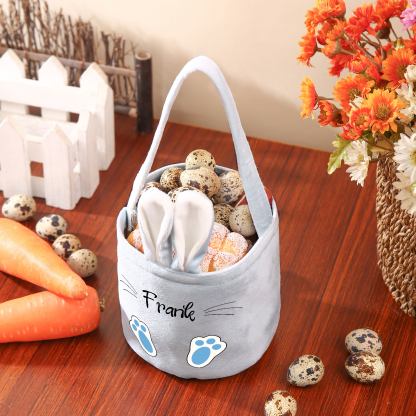 Personalised Bunny Tote Bag Custom Name Bunny Basket Bucket Bag Easter Gifts-Jessemade AU