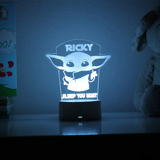 Personalised Baby Yoda Home Decoration Lamp With Custom Name Night Light Kid's Bedroom Decor Children's LED Light-Jessemade AU