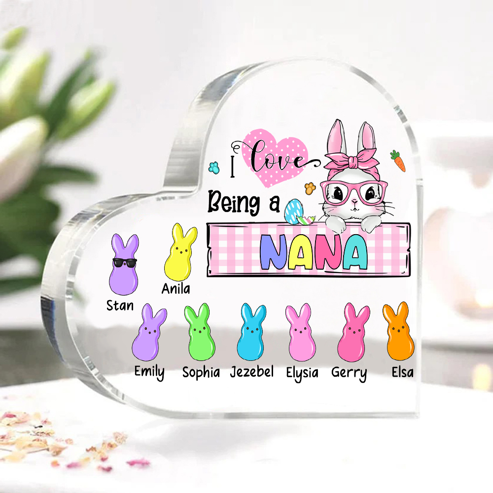 9 Names - Personalised Acrylic Heart Keepsake Custom Names Bunny Ornaments Gifts for Grandma/Mother-Jessemade AU