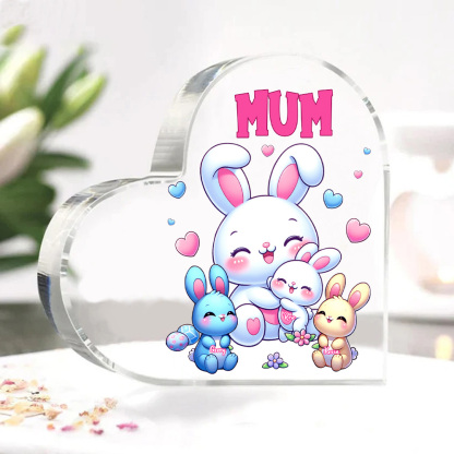 Personalised Text Acrylic Heart Keepsake Custom 3 Names Ornament Bunny Family Gifts For Mother/Grandma-Jessemade AU