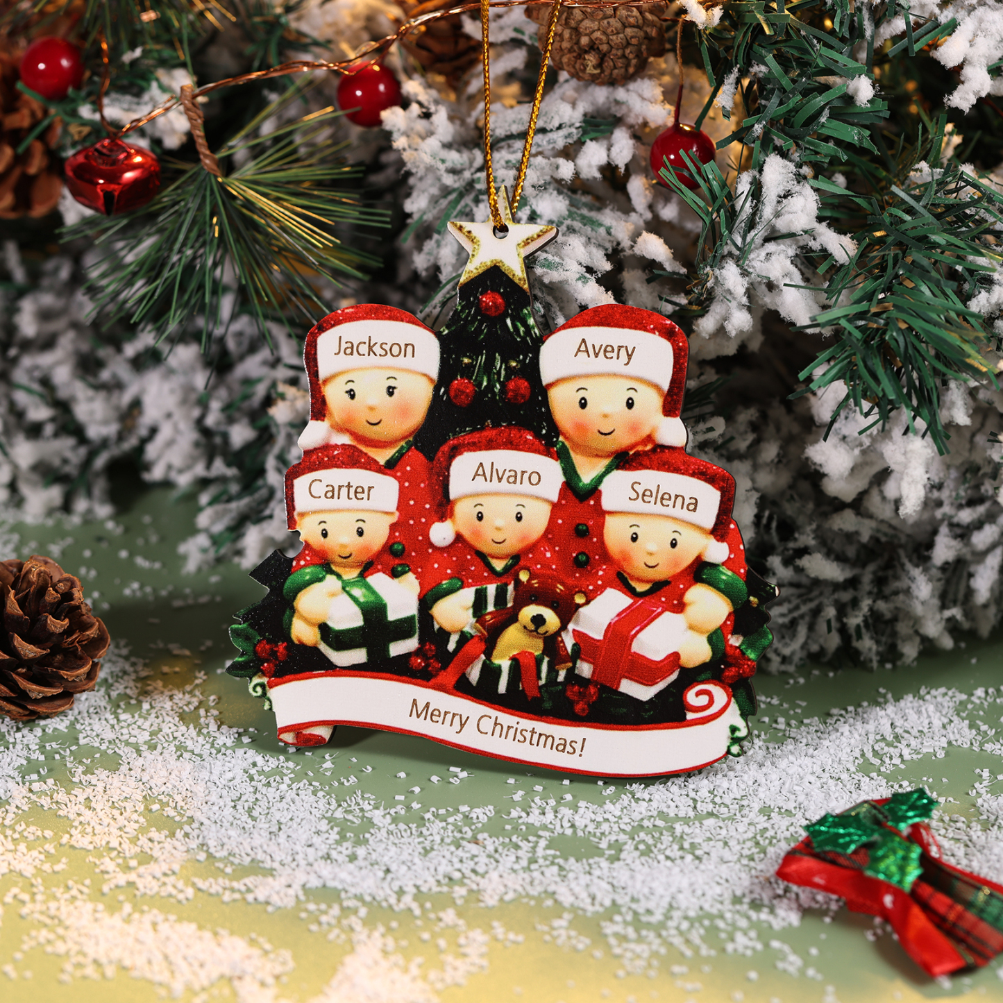 Personalised Christmas Tree Ornament Custom 5 Family Members Names Ornament-Jessemade AU