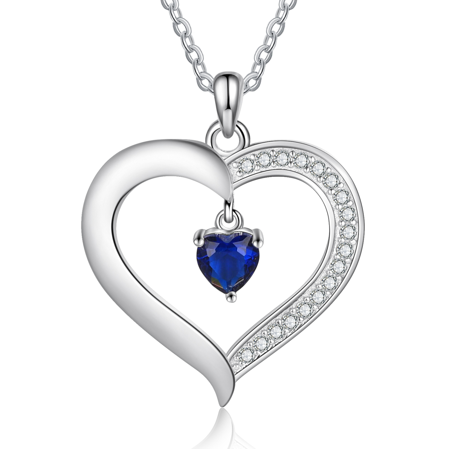 Personalised Necklace With 1 Heart Birthstone Engraved Names Heart Necklace Gift For Women-Jessemade AU