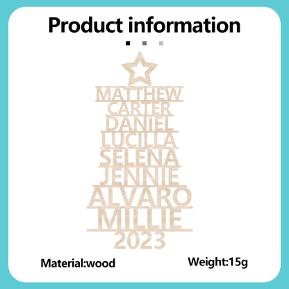 8 Names - Personalised Christmas Tree Ornaments Customised Name Xmas Wooden Decor Gifts for Family Friends-Jessemade AU