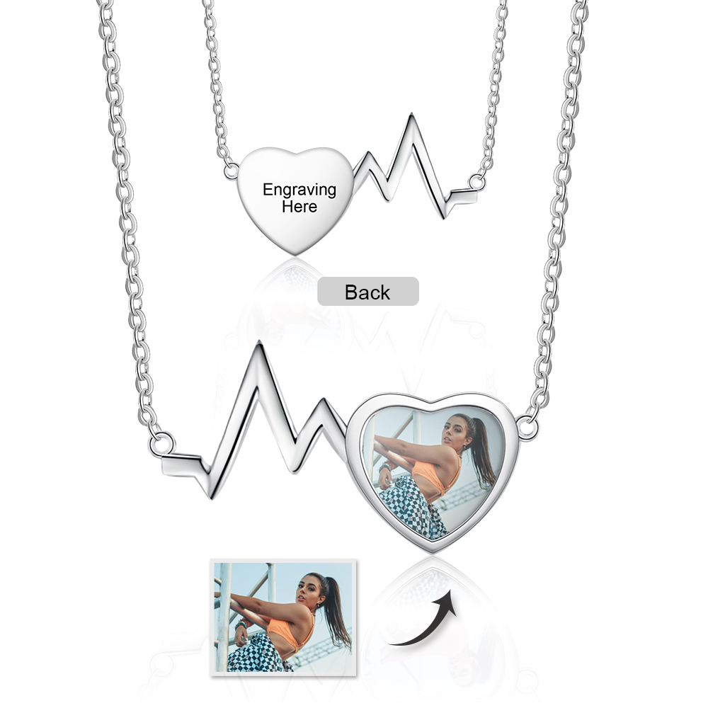Personalised Heart Beat Necklace Custom 1 Photo Necklace Gifts For Her-Jessemade AU