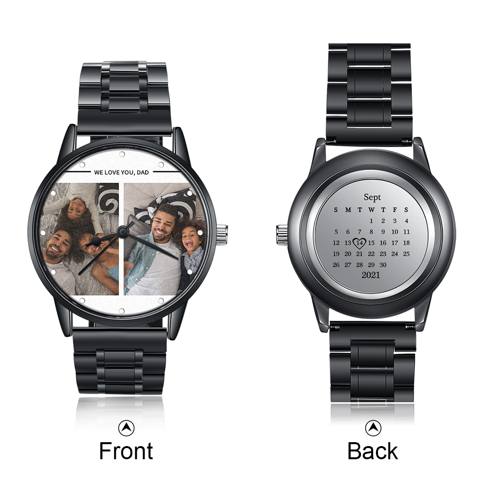 Personalised Photo Watch Custom 2 Photos Mechanical Watch Date Keepsake Gifts for Him-Jessemade AU