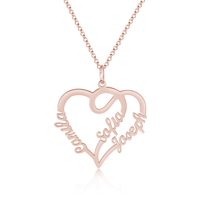 Heart Name Necklace with 3 Names Personalised Custom Name Necklace Mother's Day Gift-Jessemade AU