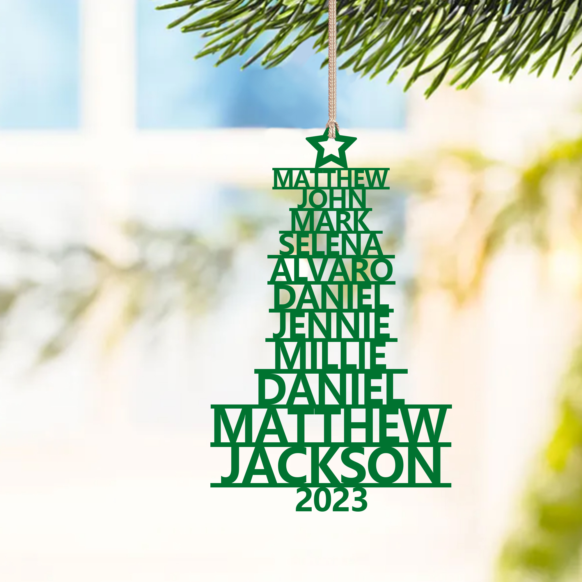 11 Names - Personalised Christmas Tree Ornaments Customised Name Xmas Wooden Decor Gifts for Family Friends-Jessemade AU