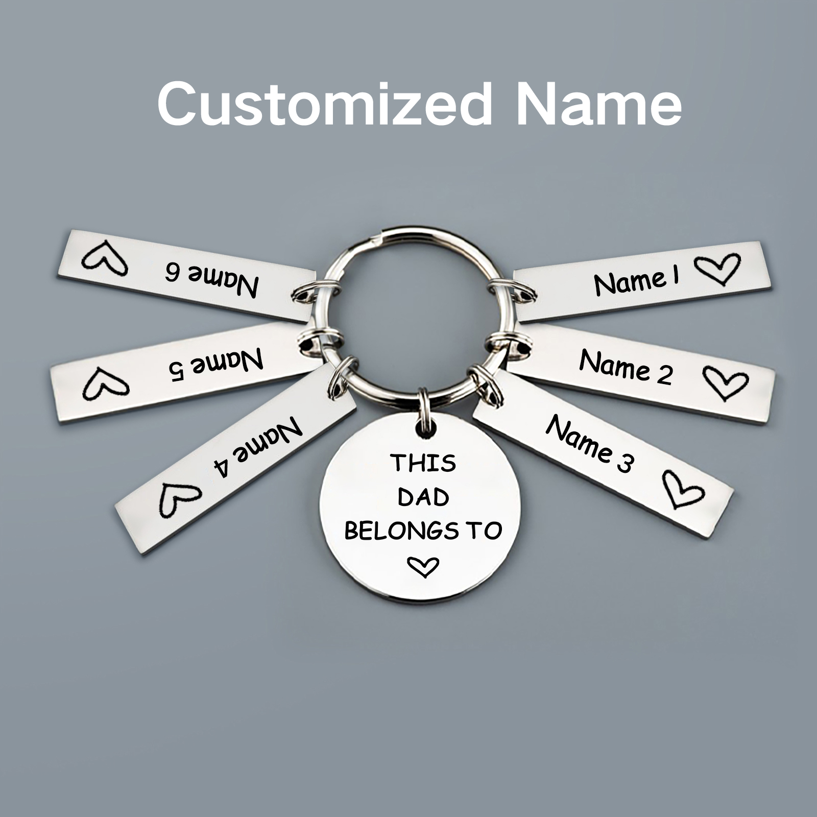6 Names - Personalised Name Keychain Stainless Steel Keychain Special Gift for Mummy/Dad-Jessemade AU