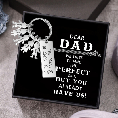 Personalised Keychain with 5 Kid Charms Father's Day Gift "This Daddy Belongs To" Custom Family Keyring-Jessemade AU