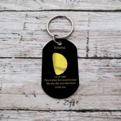 Personalised Photo Keychain Custom Name & Text & Date Keychain Gift for Kids - This Is What The Moon Looked Like The Day You Were Born-Jessemade AU