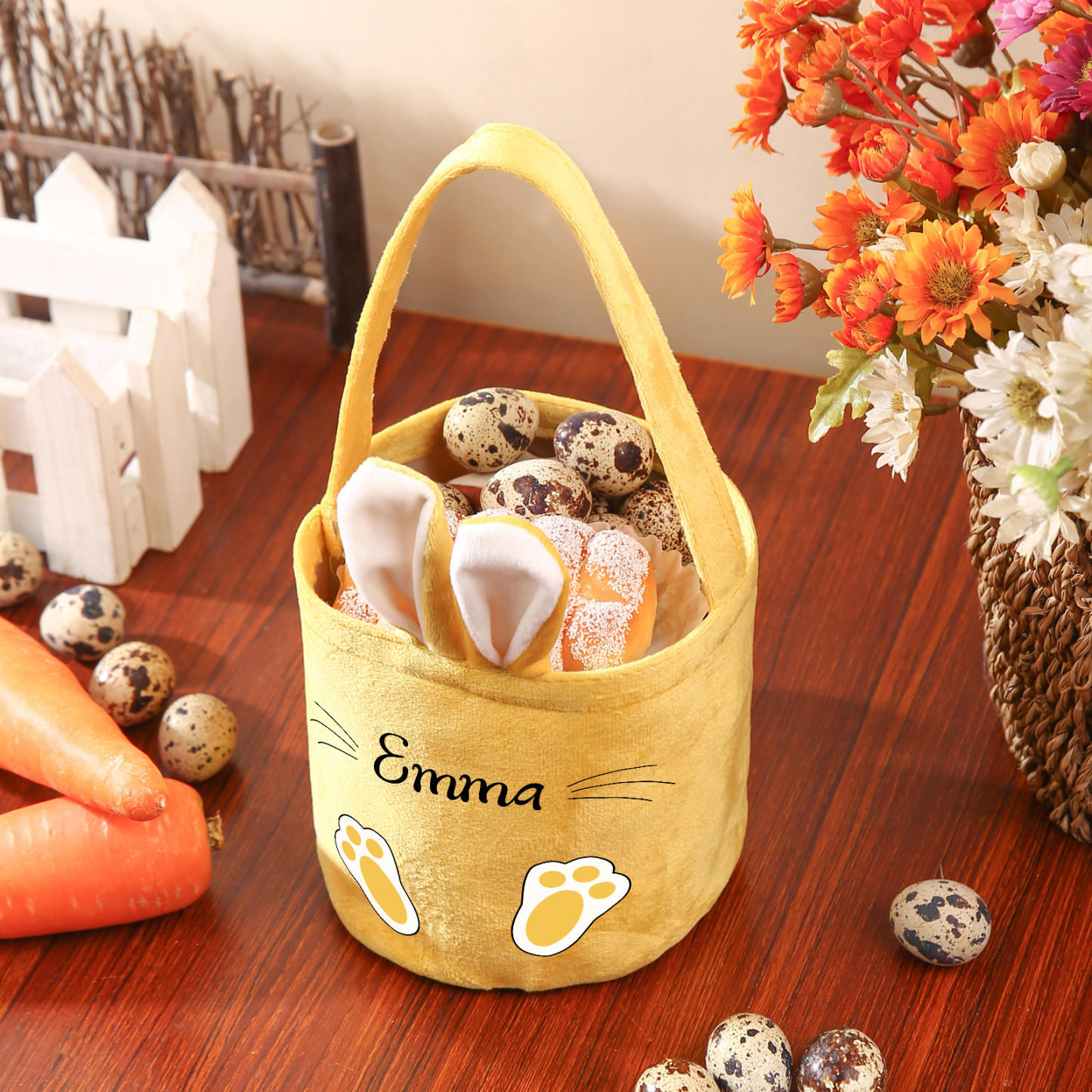 Personalised Bunny Tote Bag Custom Name Bunny Basket Bucket Bag Easter Gifts-Jessemade AU