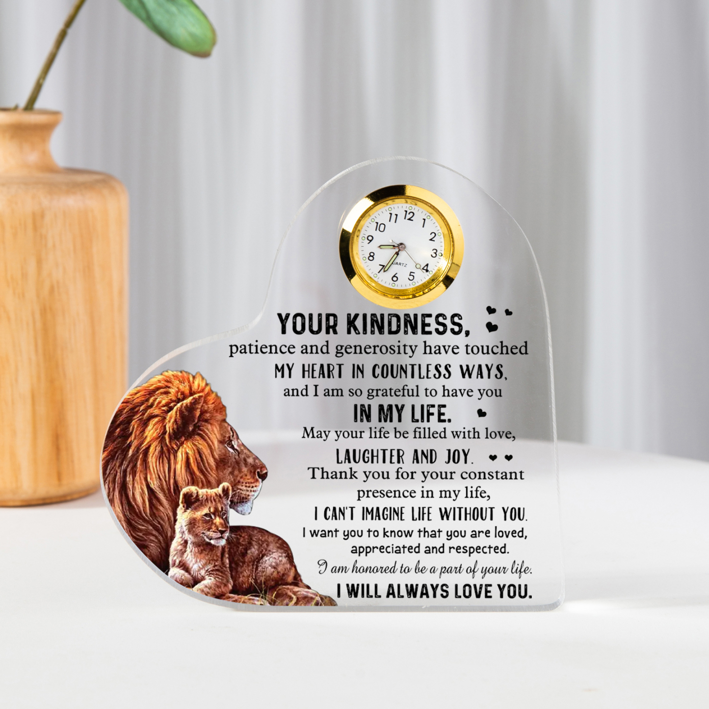 Acrylic Heart Clock Keepsake Heart Sign - I am honored to be a part of your life-Jessemade AU