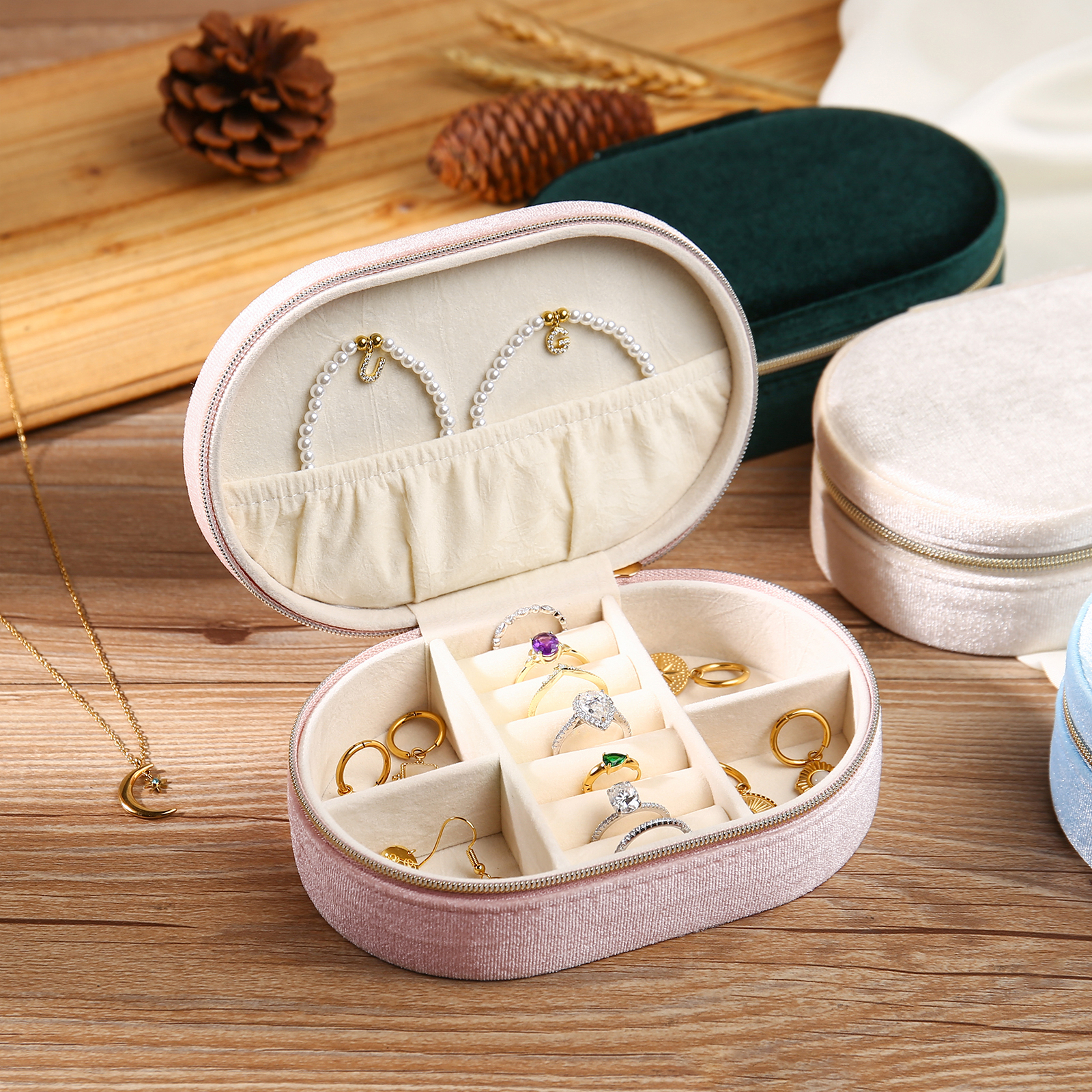 Personalised Name Jewelry Storage Box Zipper Custom Travel Jewelry Box Gifts for Ladies Girls-Jessemade AU