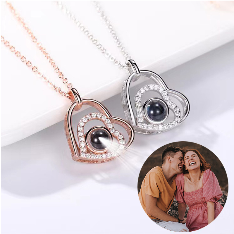 Personalised Heart Photo Necklace Custom Projection Necklace Creative Gift for Her-Jessemade AU
