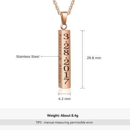 Personalised 4 Sides 3D  Vertical Bar Necklace-Jessemade AU