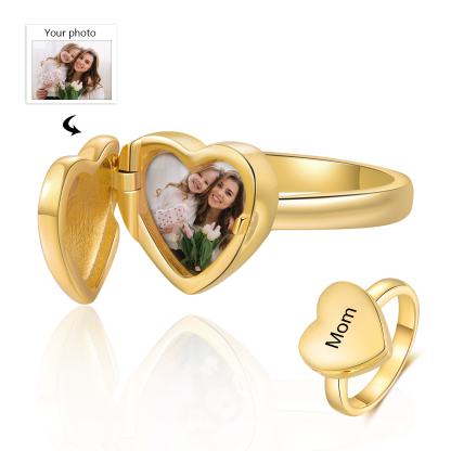 Personalised Women's Ring Custom Photo & Text Ring Gold Birthday Gift for Her-Jessemade AU