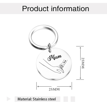 1 Name - Personalised Text Keychain Holding Hands Keychain Mother's Day Gifts For Grandma/Mother-Jessemade AU