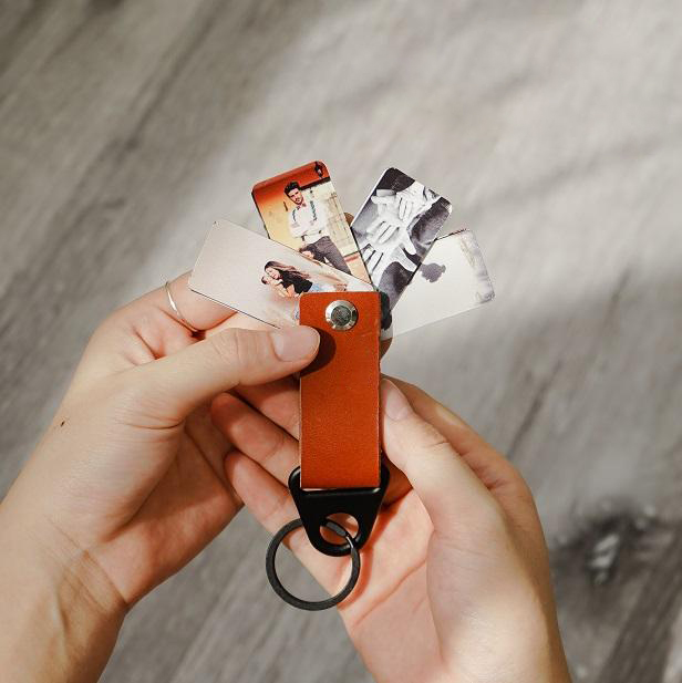 Personalised Photo Album Keychain Custom 2 Photos Leather Keychain for Lovers-Jessemade AU