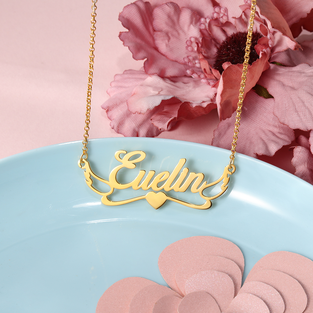 Personalised Heart Necklace Custom 1 Name Necklace Gift For Women-Jessemade AU
