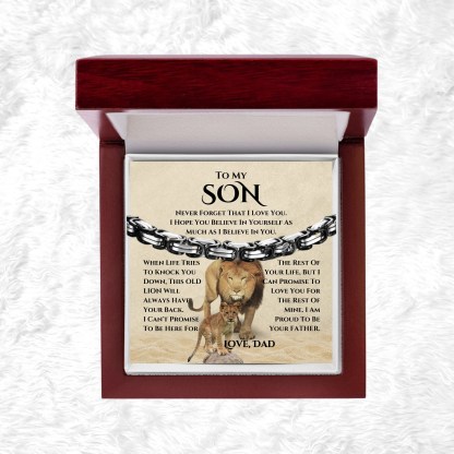 To My Son Cuban Link Bracelet Stainless Steel Bracelet Dad to Son Warm Gift - I Am Proud Of Your Father-Jessemade AU
