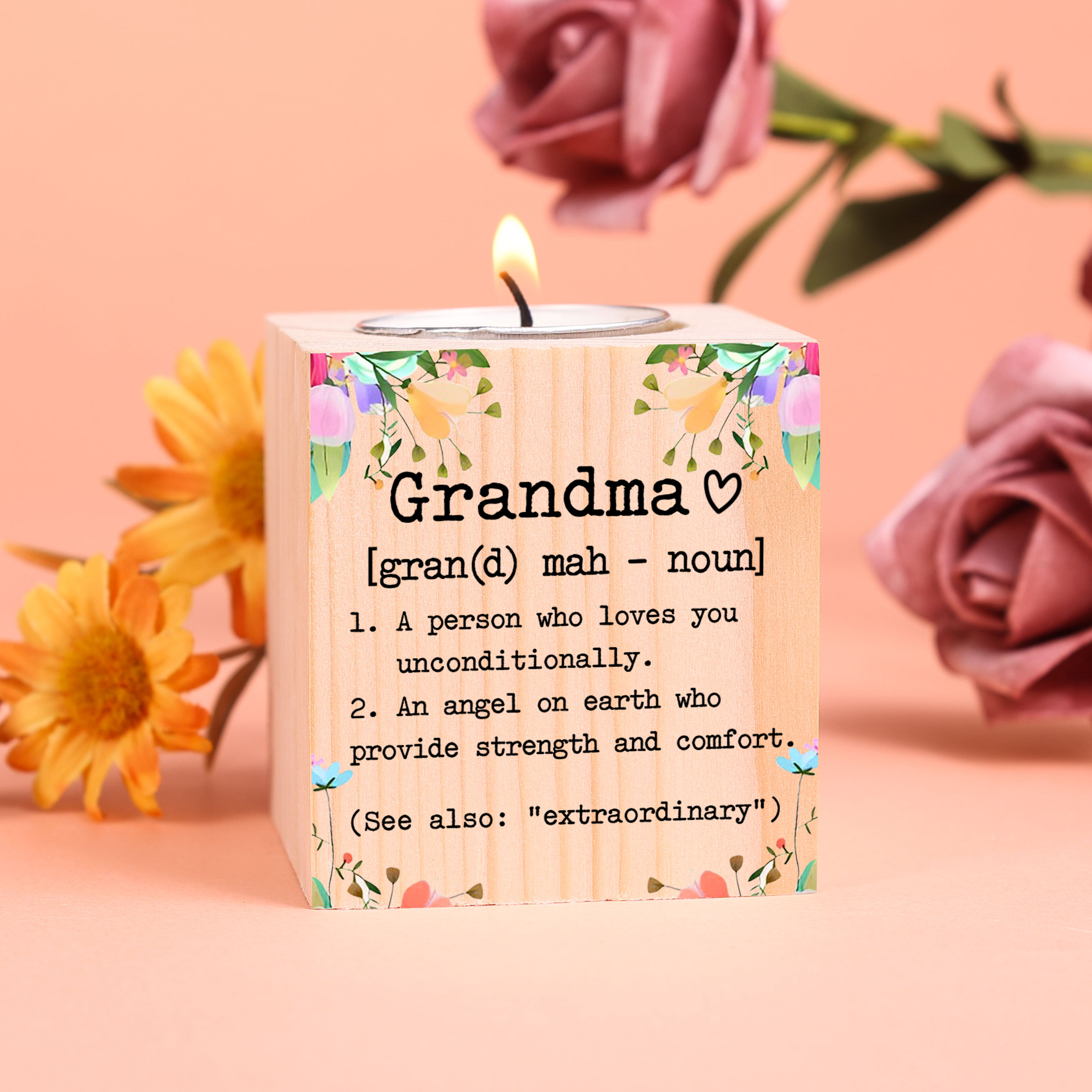 To My Grandmother Candle Holder Wooden Candlestick Special Gift-Jessemade AU