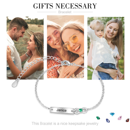 Custom Infinity Bracelet with Birthstone Engraved 1 Name Gifts for Mom-Jessemade AU